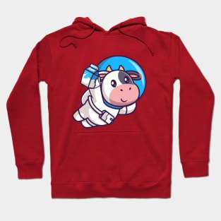 Meme cow astronaut flying with milk Hoodie